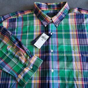 NWT Polo Ralph Lauren Shirt Men's 4XB Plaid Pony Stretch Casual Long Sleeve $110